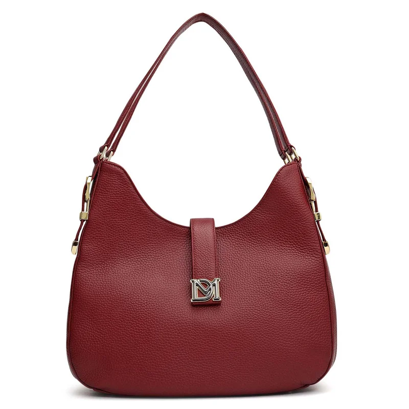 Da Milano Medium Wax Leather Hobo - Cherry